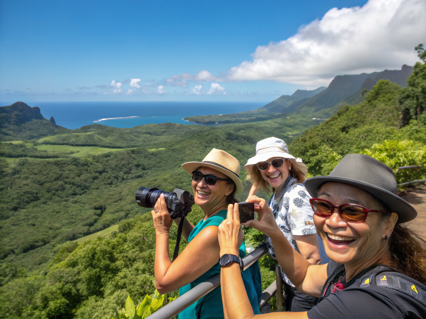 Private tour group visiting an Oahu scenic landmark