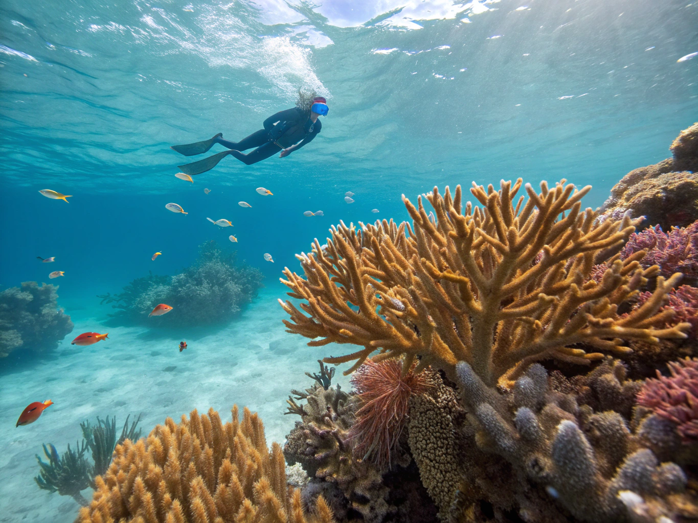 Clear ocean waters and sea turtles near Waikiki